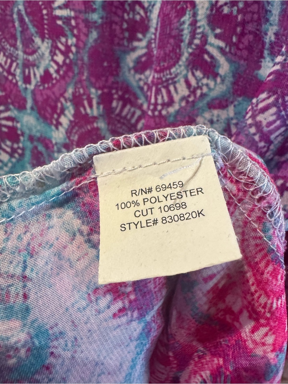 Women’s Tie-Dye Lace-Up Swim Coverup in Blue & Pink - Picture 6 of 7
